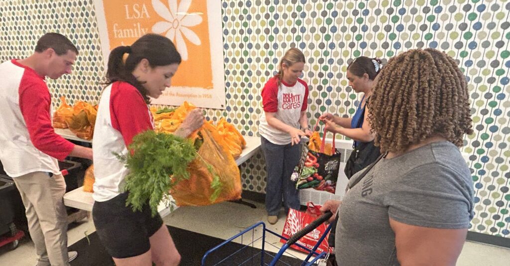 A group donating