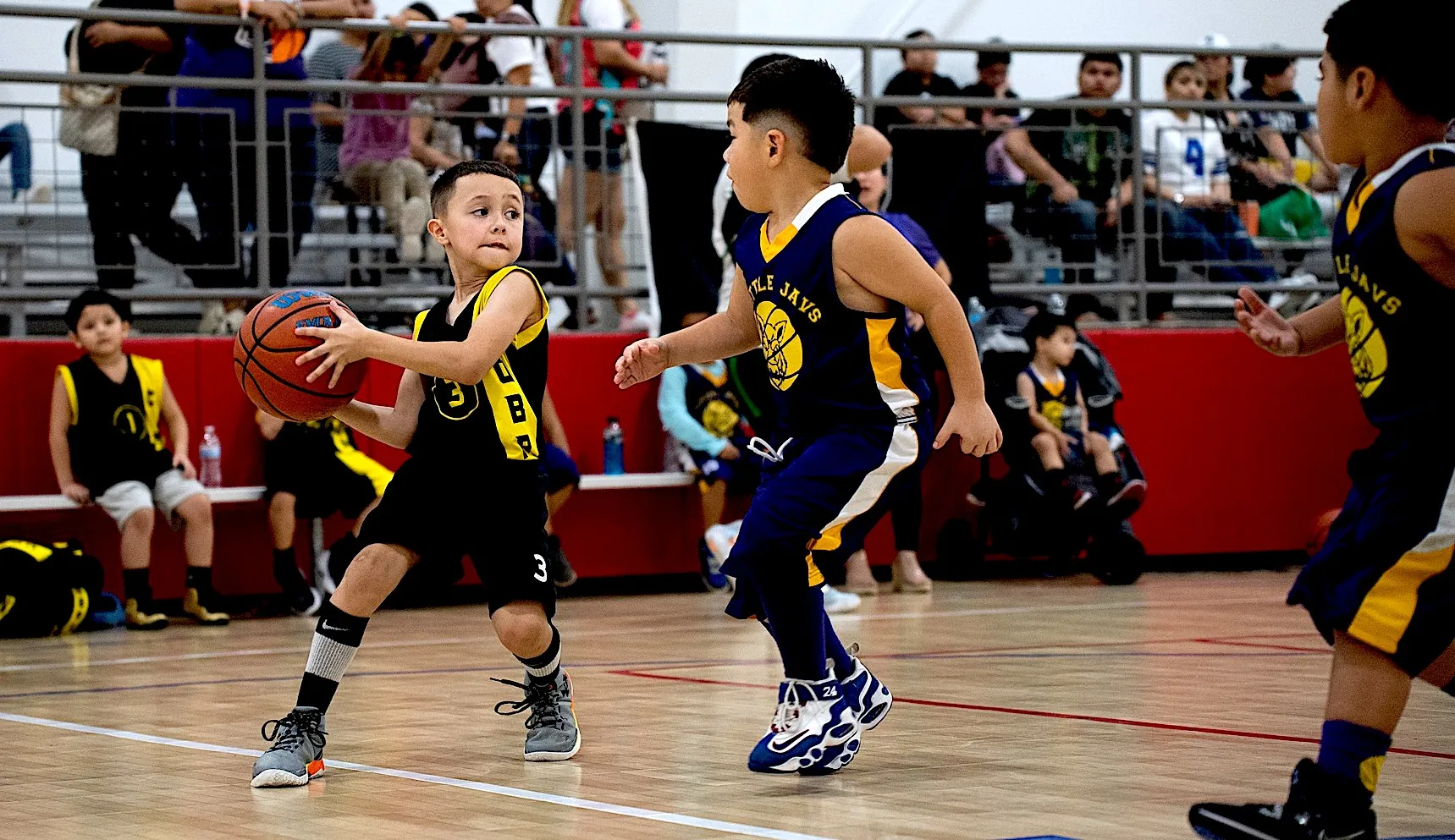 Young boys playing basketball